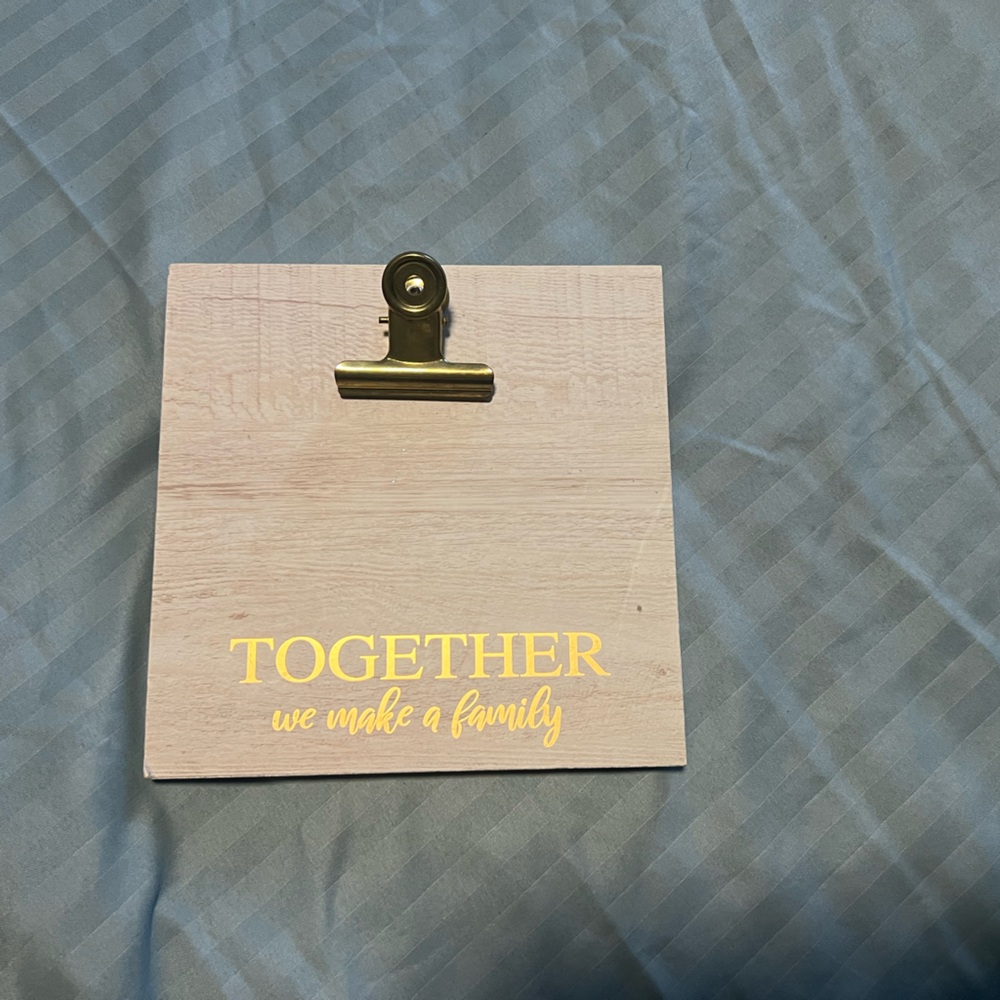 Wooden Photo Clip Board with Gold Text